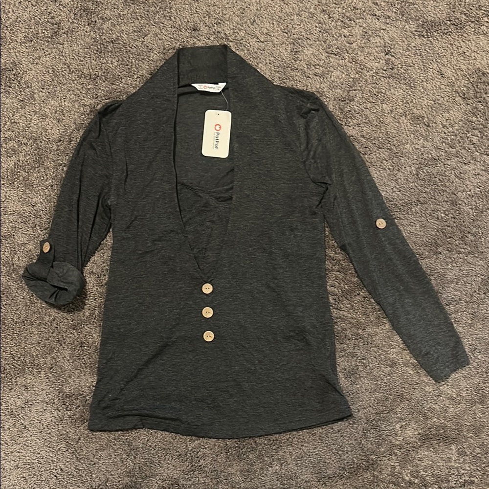 Charcoal Gray Women's breastfeeding Top by Patpat